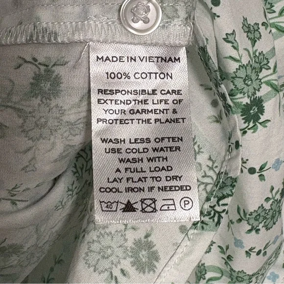 Hill‎ House Women's The James Shirt Green and White Vine Stripe Large - Picture 10 of 11